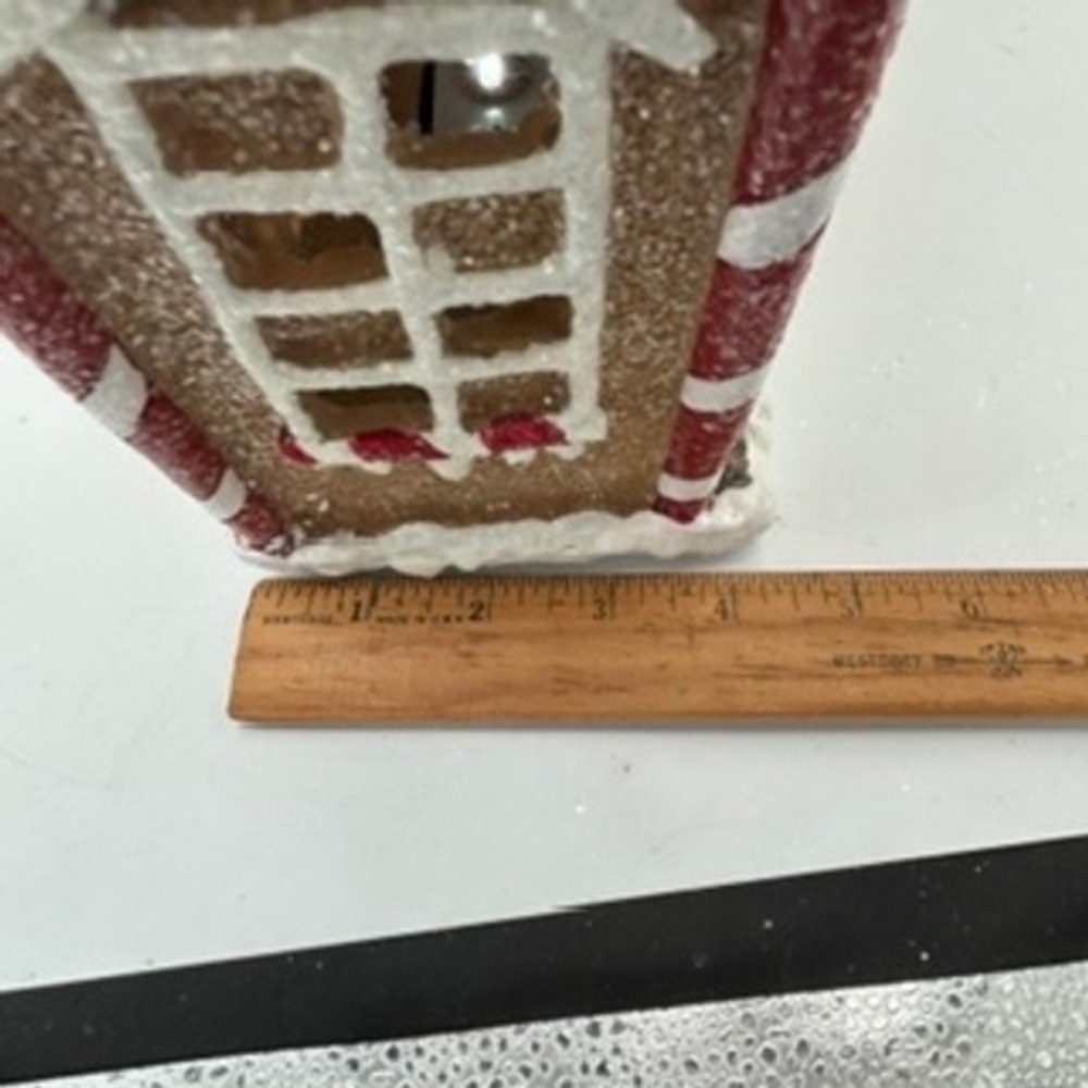 Light Up Gingerbread House Christmas Decoration Peppermint Candy Glitter 12 Inch